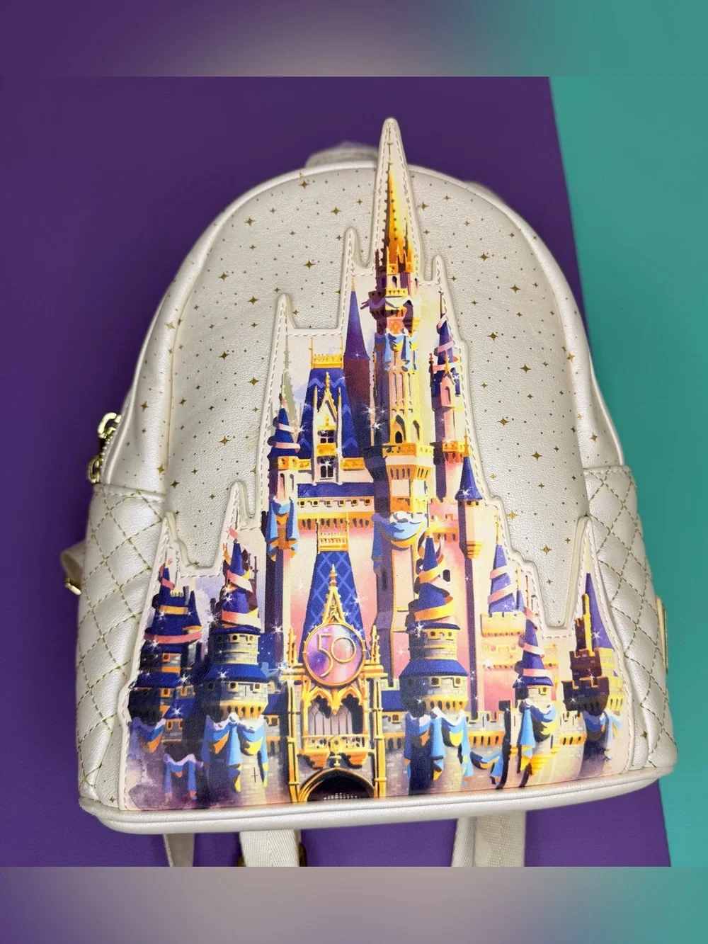 Loungefly Disney World 50th Anniversary Cinderella Castle mini backpack